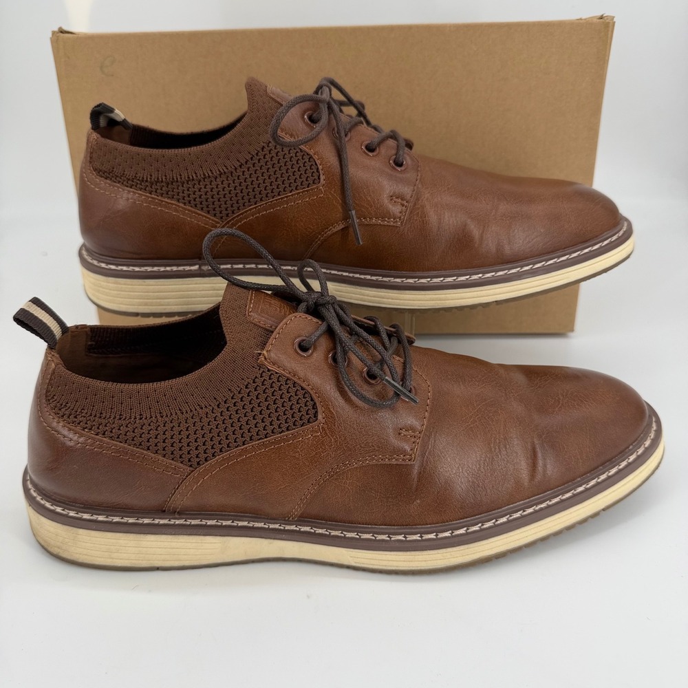 Steve Madden P-Kenson Mens Cognac Brown Knit Hybrid Dress Shoes Size 11